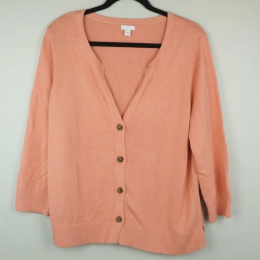 J Jill Peachy Pink‎ Cardigan Sweater Size Large